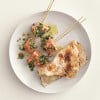 Pinchos de Salmón con salsa de cilantro