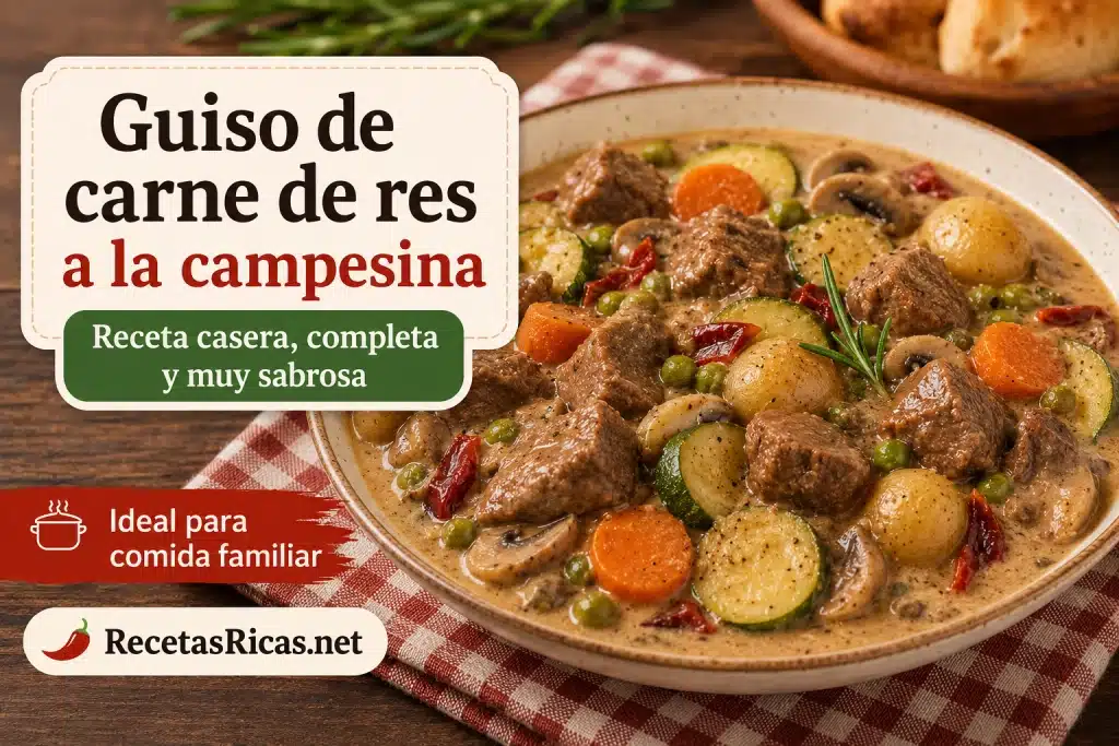 Guiso de carne de res a la campesina Guiso de carne de res a la campesina con verduras y papitas