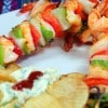 Brochetas de camarón