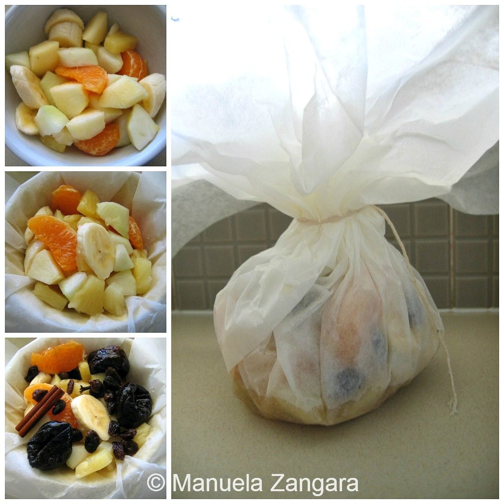 Macedonia de fruta en papillot