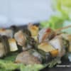 Brocheta de solomillo de cerdo con manzana y pimiento