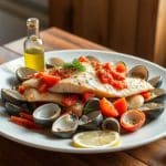 Receta de merluza a la marinera con almejas y gambas