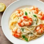 Receta de fetuccini con camarones