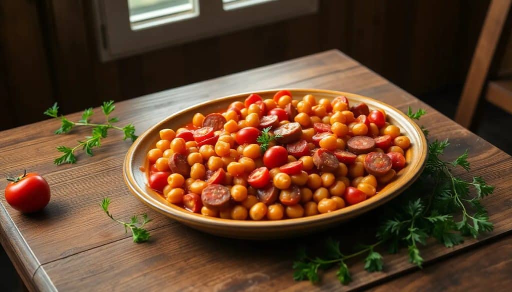 receta de garbanzos guisados con chorizo y tomate